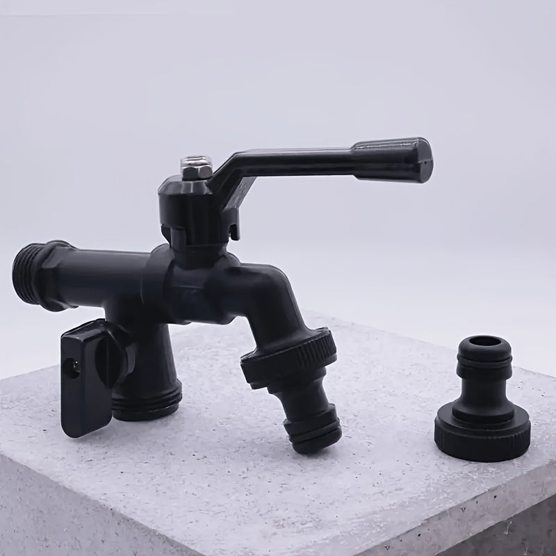 Robinet de jardin noir double sortie avec téflon fourni — vue 3