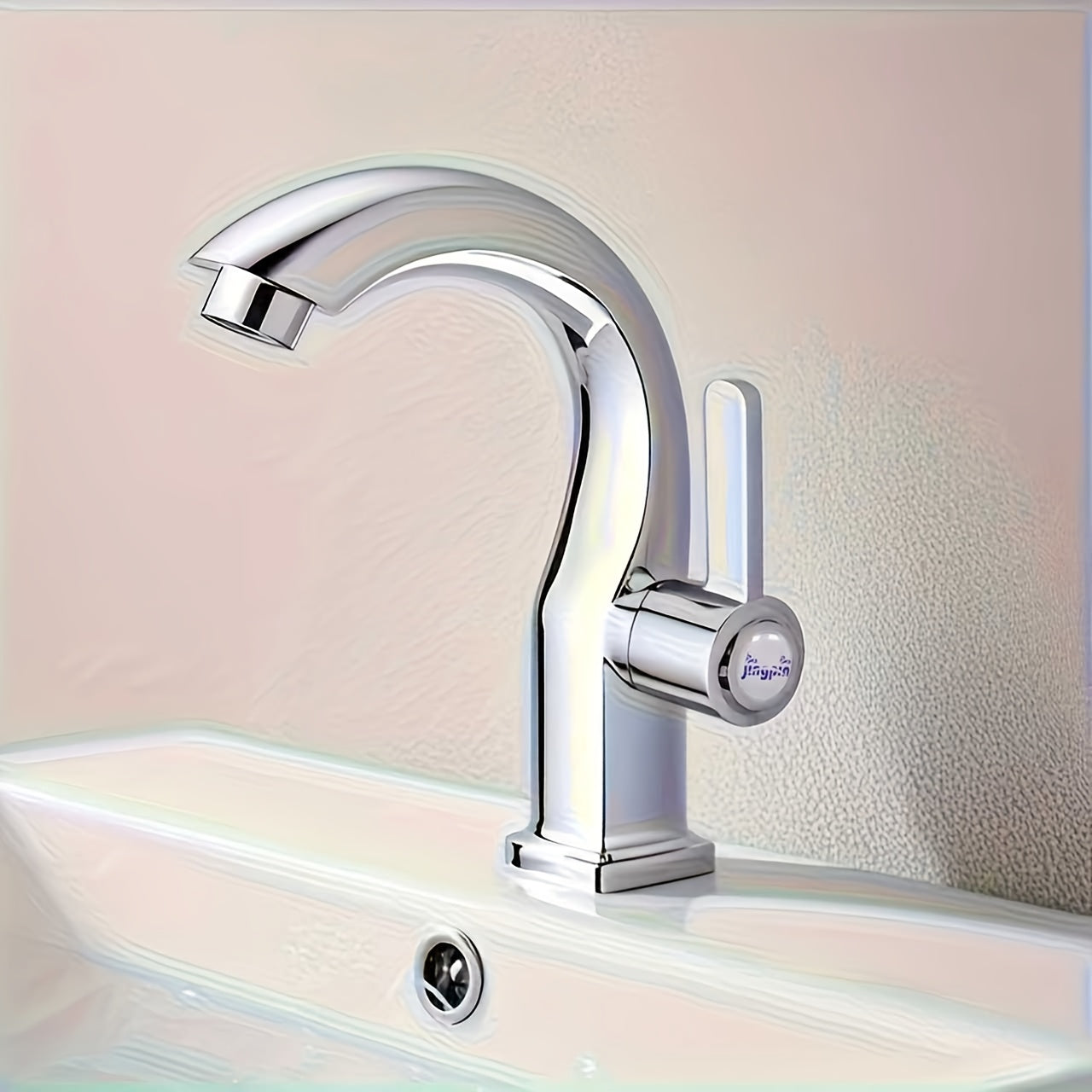 Robinet de lavabo eau froide au bec courbé, noir ou chromé — vue 5