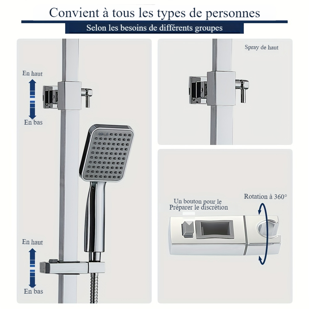 Colonne de douche avec thermostat, pose monotrou