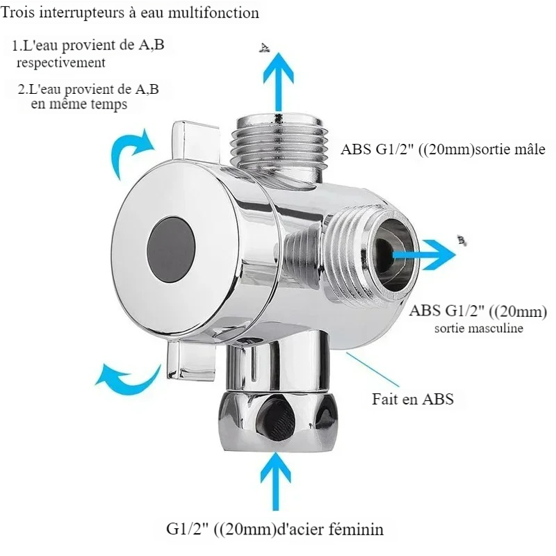 Robinet WC 3 voies en ABS