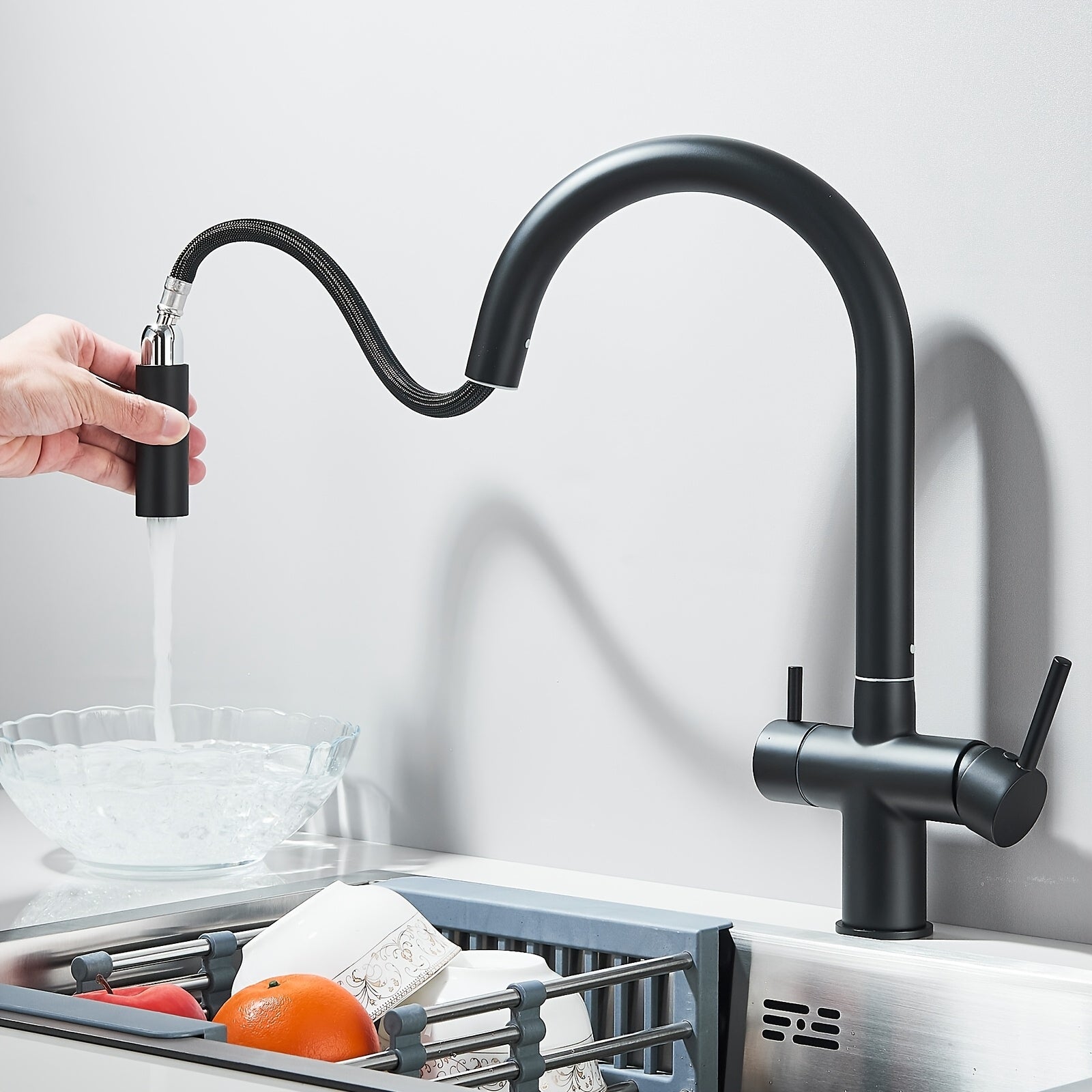 Robinet de cuisine à bec pivotant en acier inoxydable 304, raccord 1/2