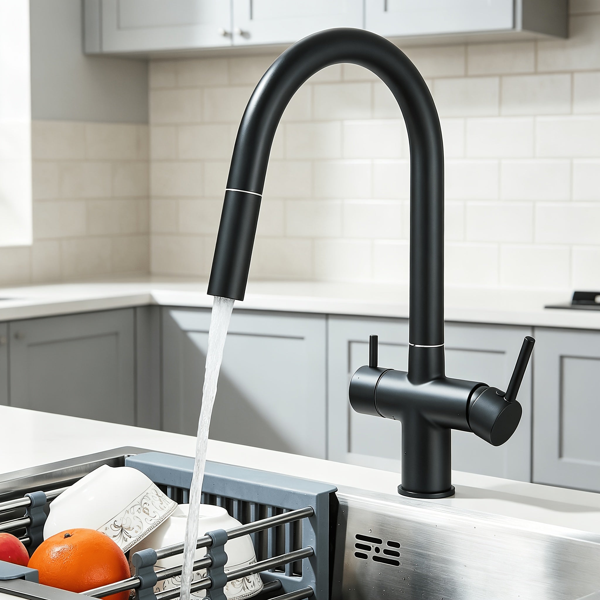 Robinet de cuisine à bec pivotant en acier inoxydable 304, acier inoxydable 304