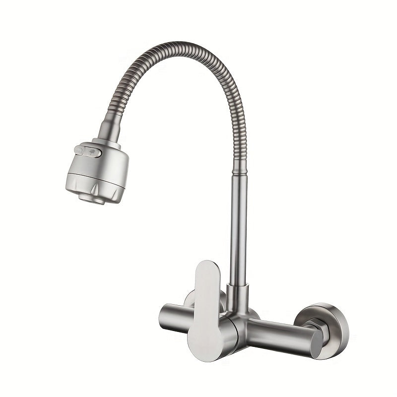 Robinet cuisine mural avec douchette flexible et mitigeur monocommande
