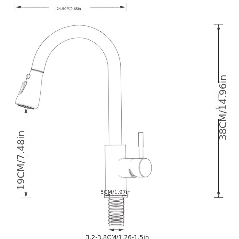 Douchette à douchette en acier inoxydable 304, raccord 3/8