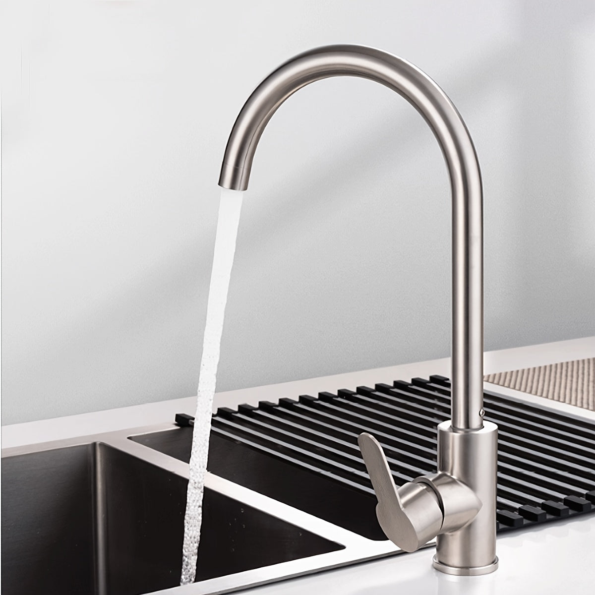 Robinet de cuisine à bec rotatif en acier inoxydable 304, acier inoxydable 304