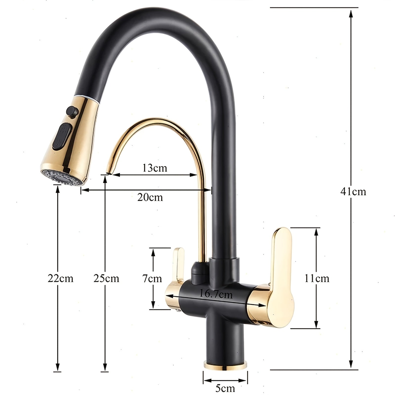 Robinet de cuisine en acier inoxydable, raccord 3/8