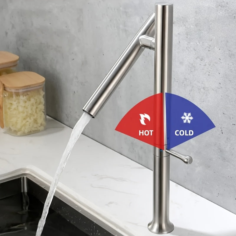 Robinet de cuisine à bec rotatif en acier inoxydable 304, acier inoxydable 304