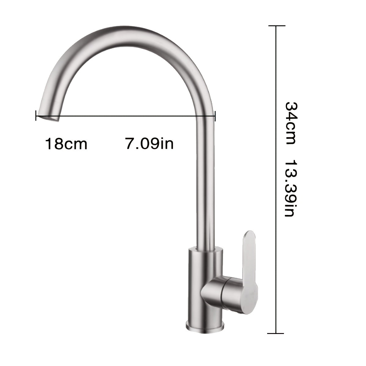 Robinet de cuisine à bec rotatif en acier inoxydable 304, acier inoxydable 304