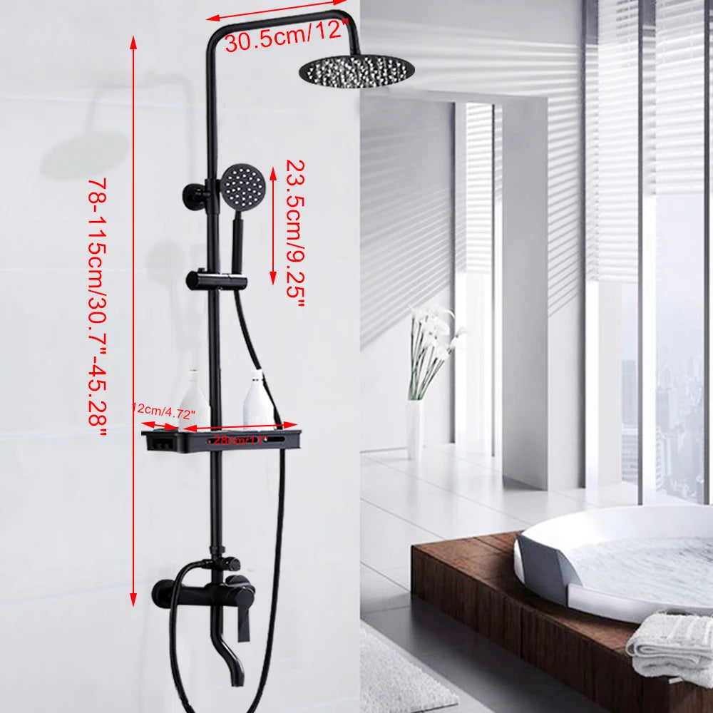 Colonne de douche pour baignoire noire, laiton
