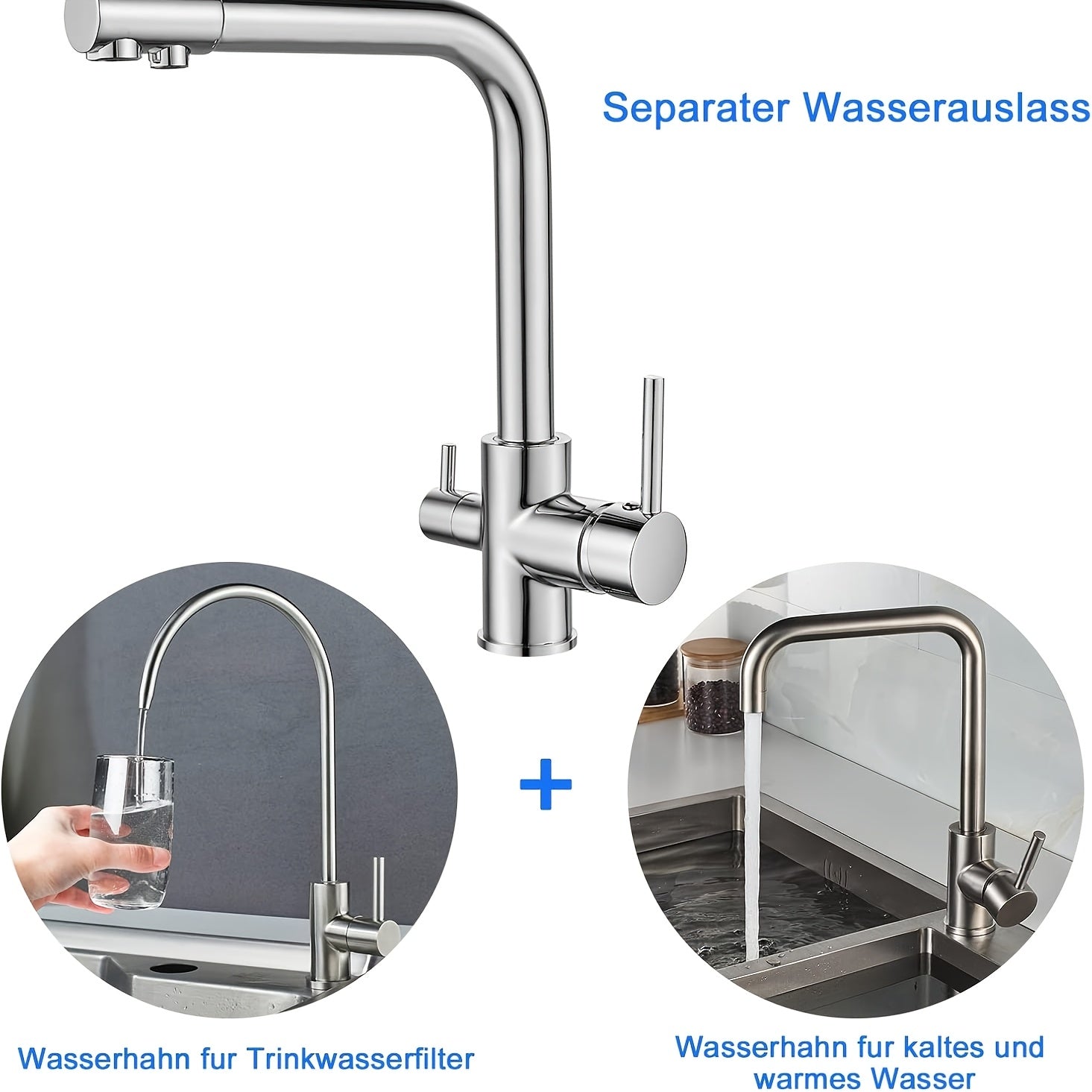 Robinet de cuisine haute pression en acier inoxydable 304, raccord 1/2