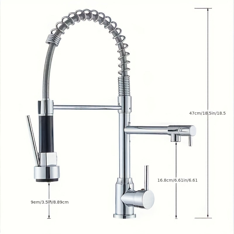 Mélangeur de cuisine à douchette extractible en acier inoxydable 304, pose 3 trous