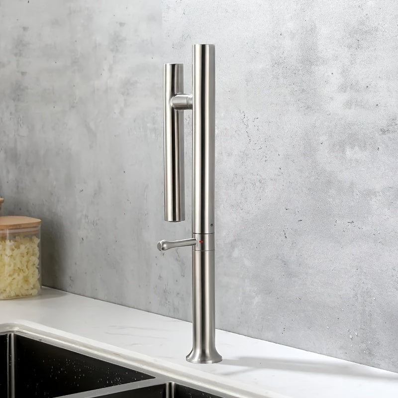 Robinet de cuisine à bec rotatif en acier inoxydable 304, raccord 3/8