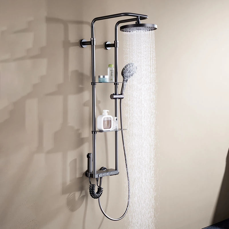 Colonne de douche encastrable thermostatique, gris