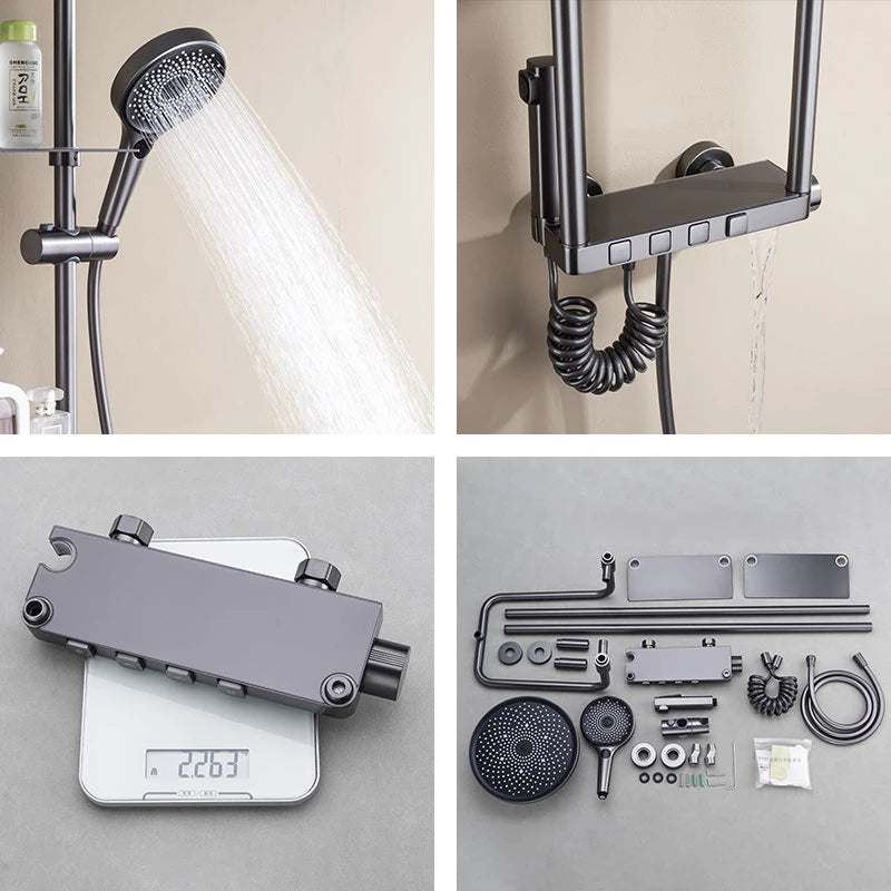 Colonne de douche encastrable thermostatique, laiton