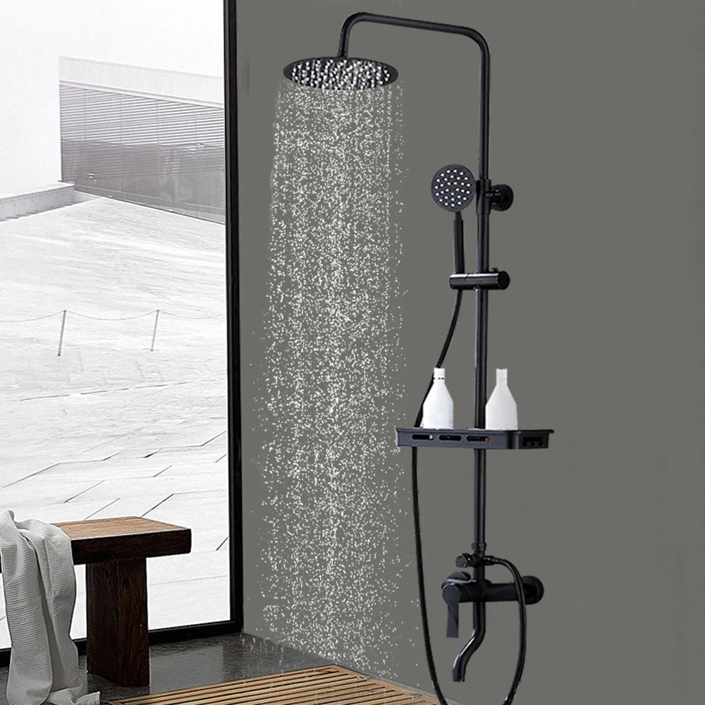 Colonne de douche pour baignoire noire, noir