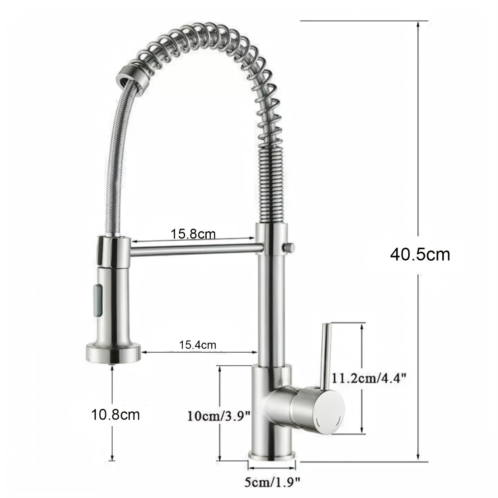 Robinet de cuisine encastrable en acier inoxydable, raccord 3/8
