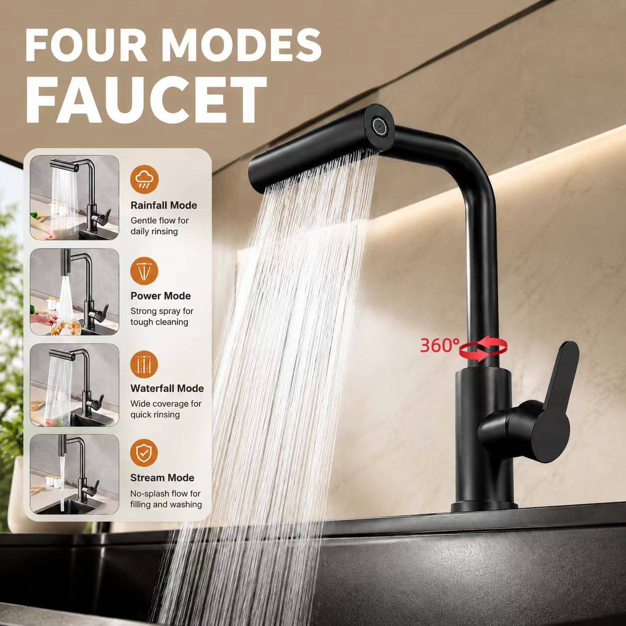 Robinet de cuisine économique en acier inoxydable 304, acier inoxydable 304