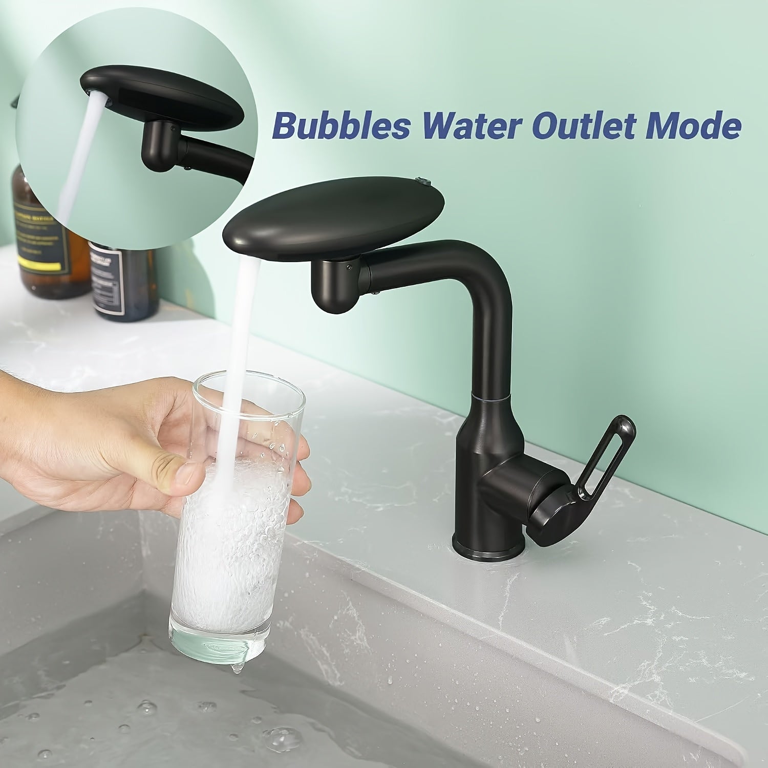 Robinet de lavabo à bec rotatif en acier inoxydable 304, raccord 3/8