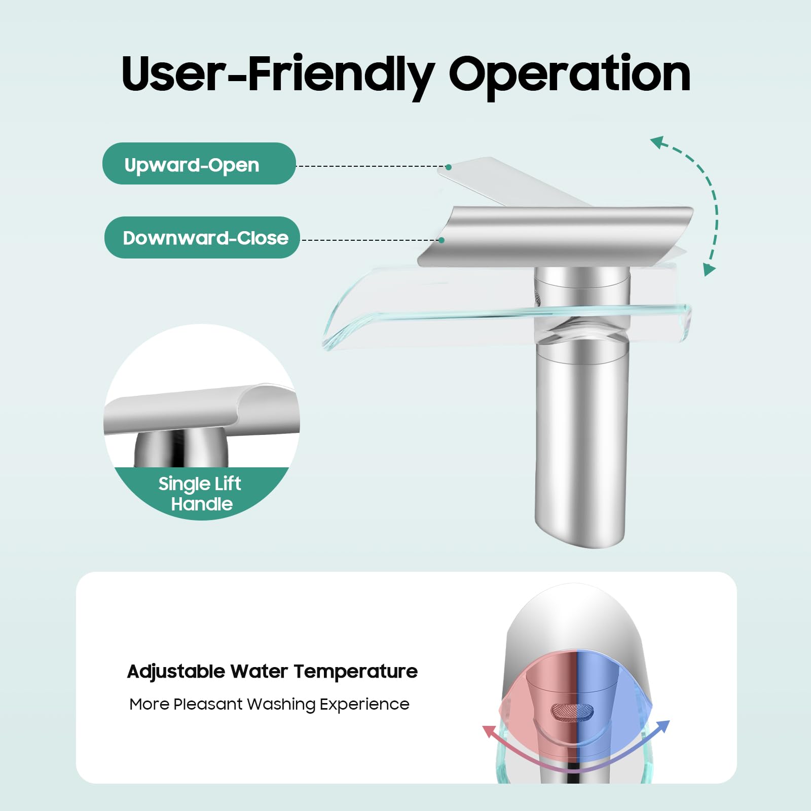 Mitigeur de cuisine cascade en acier inoxydable, acier inoxydable