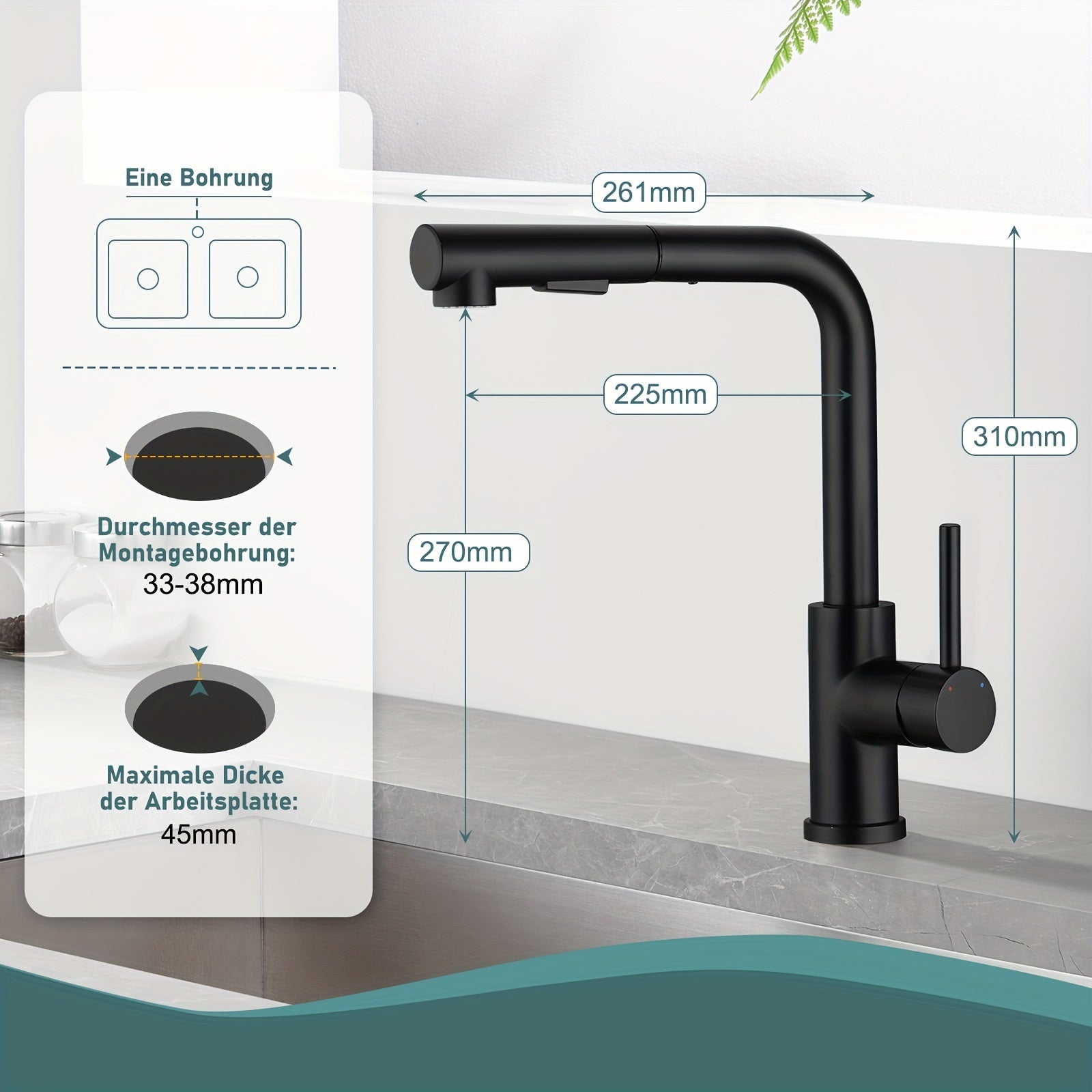 Robinet de cuisine à bec rotatif en acier inoxydable 304, raccord 3/8