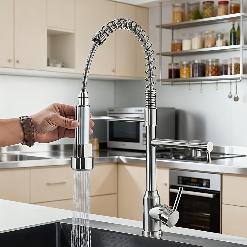Mélangeur de cuisine à douchette extractible en acier inoxydable 304, pose 3 trous