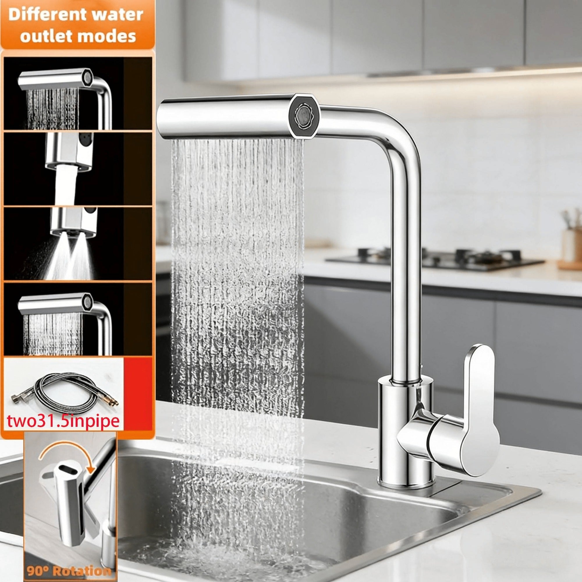 Robinet de cuisine à bec rotatif en ABS, abs