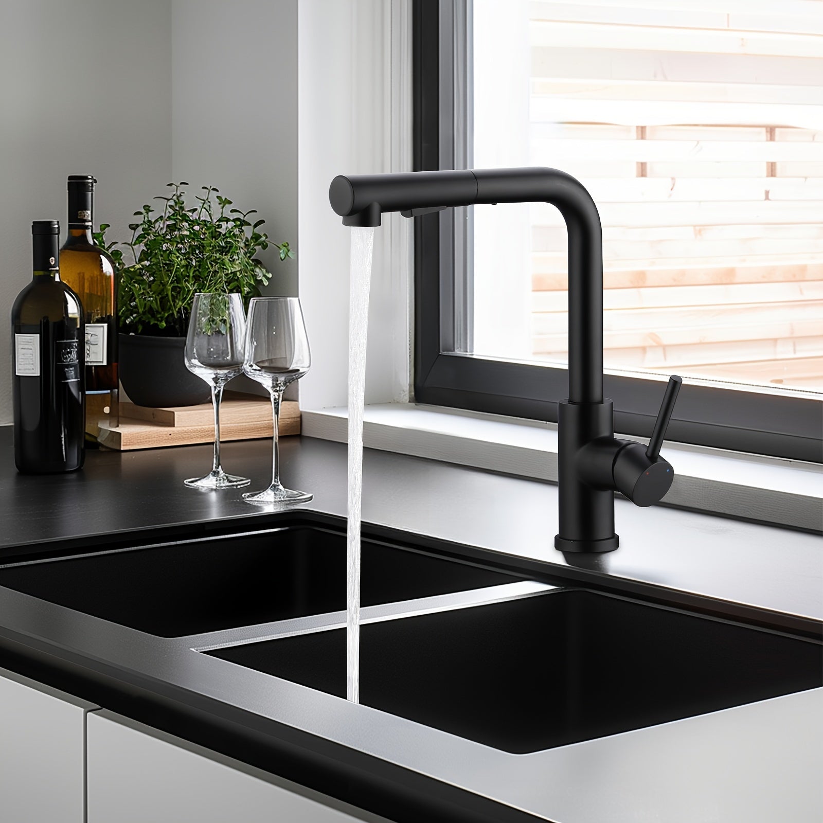 Robinet de cuisine à bec rotatif en acier inoxydable 304, acier inoxydable 304