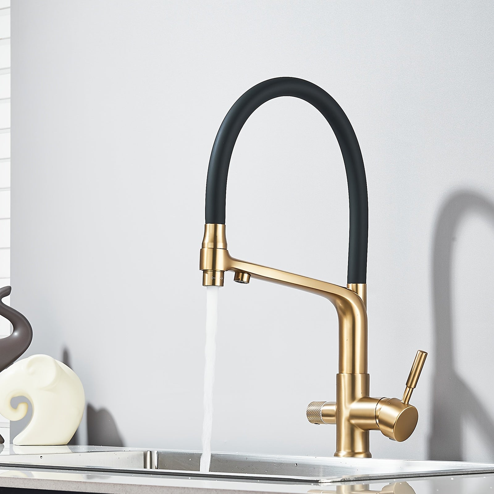Robinet de cuisine à bec rotatif en acier inoxydable, acier inoxydable