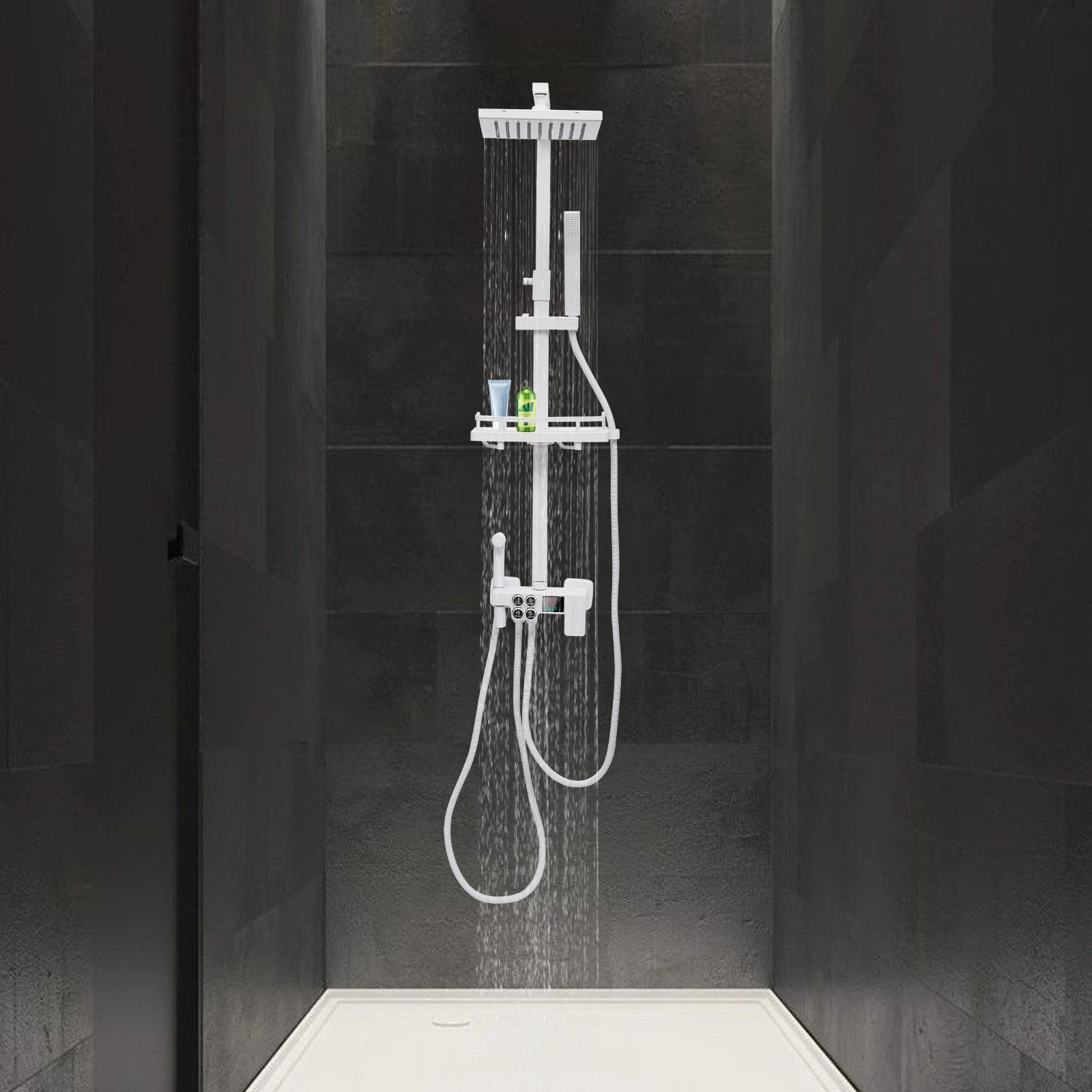Colonne de douche à bec rotatif en acier inoxydable, pose mural