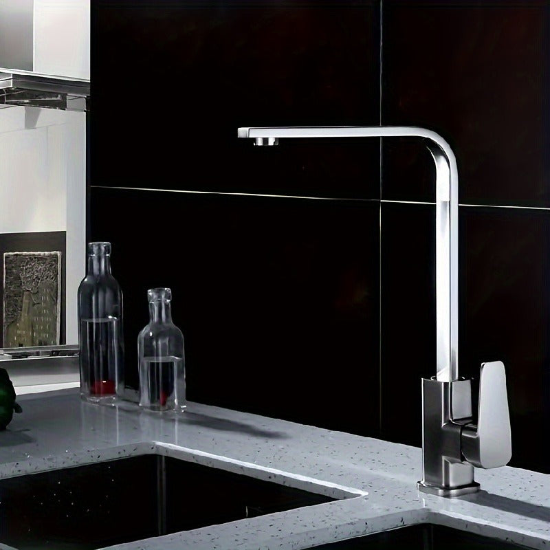 Robinet de cuisine à bec rotatif en acier inoxydable 304, acier inoxydable 304