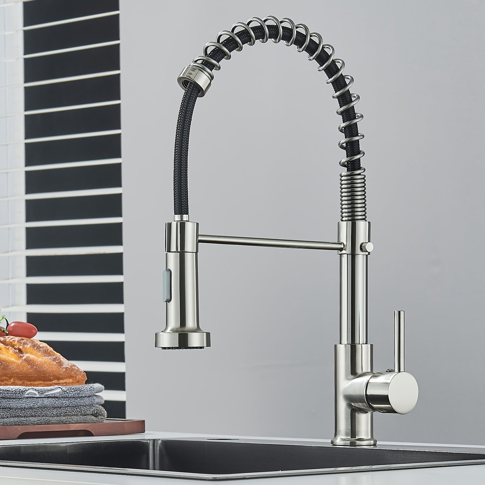 Robinet de cuisine encastrable en acier inoxydable, raccord 3/8