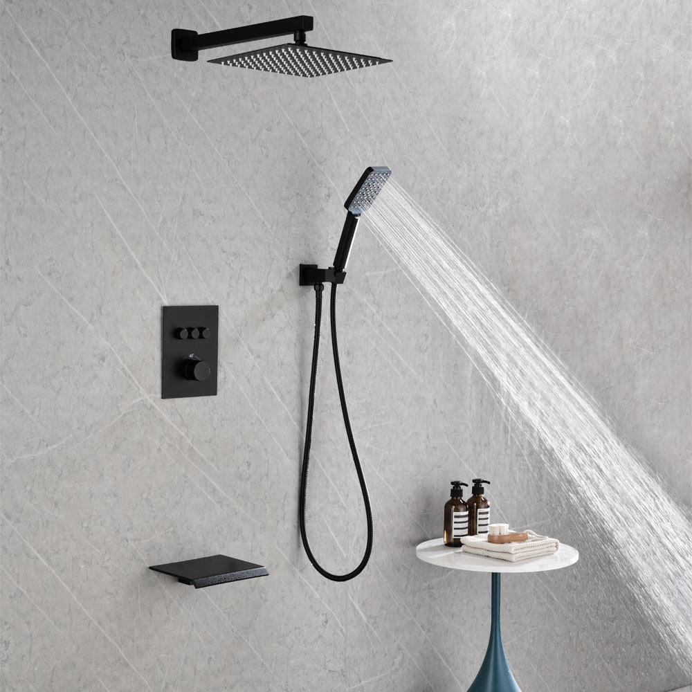 Colonne de douche encastrable noir, noir