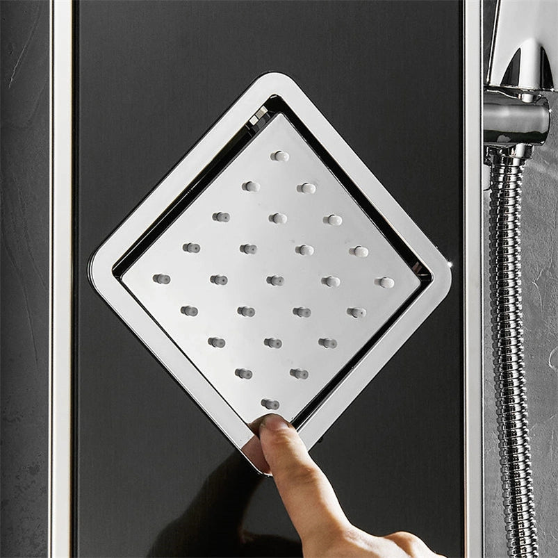 Colonne de douche thermostatique noir, acier inoxydable
