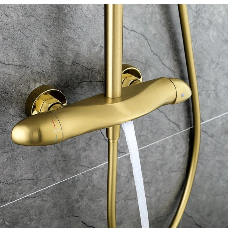 Colonne de douche avec mitigeur contemporain, laiton