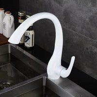 Mitigeur de cuisine blanc col de cygne, blanc