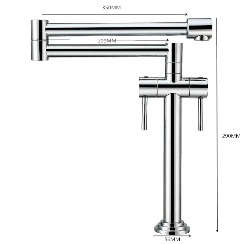Robinet de cuisine rabattable en laiton, pose monotrou