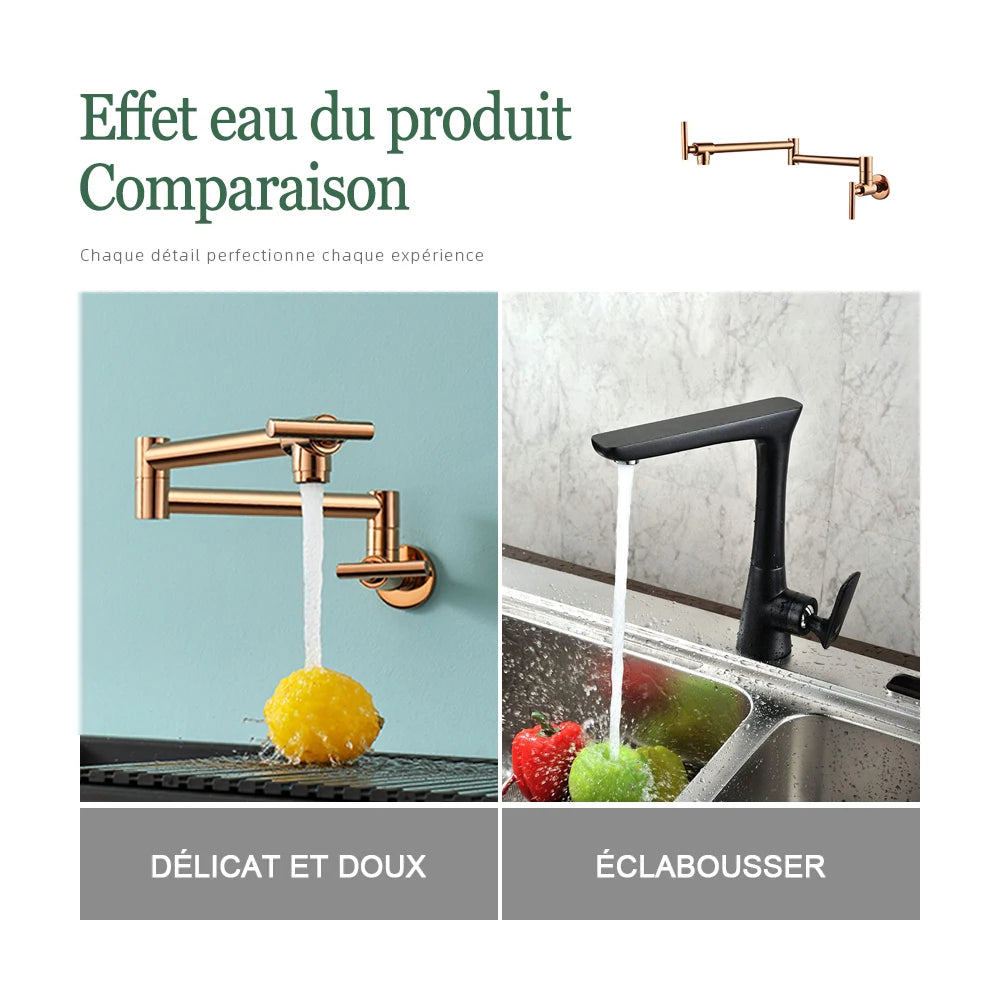 Mélangeur de cuisine à bec rotatif en laiton, laiton