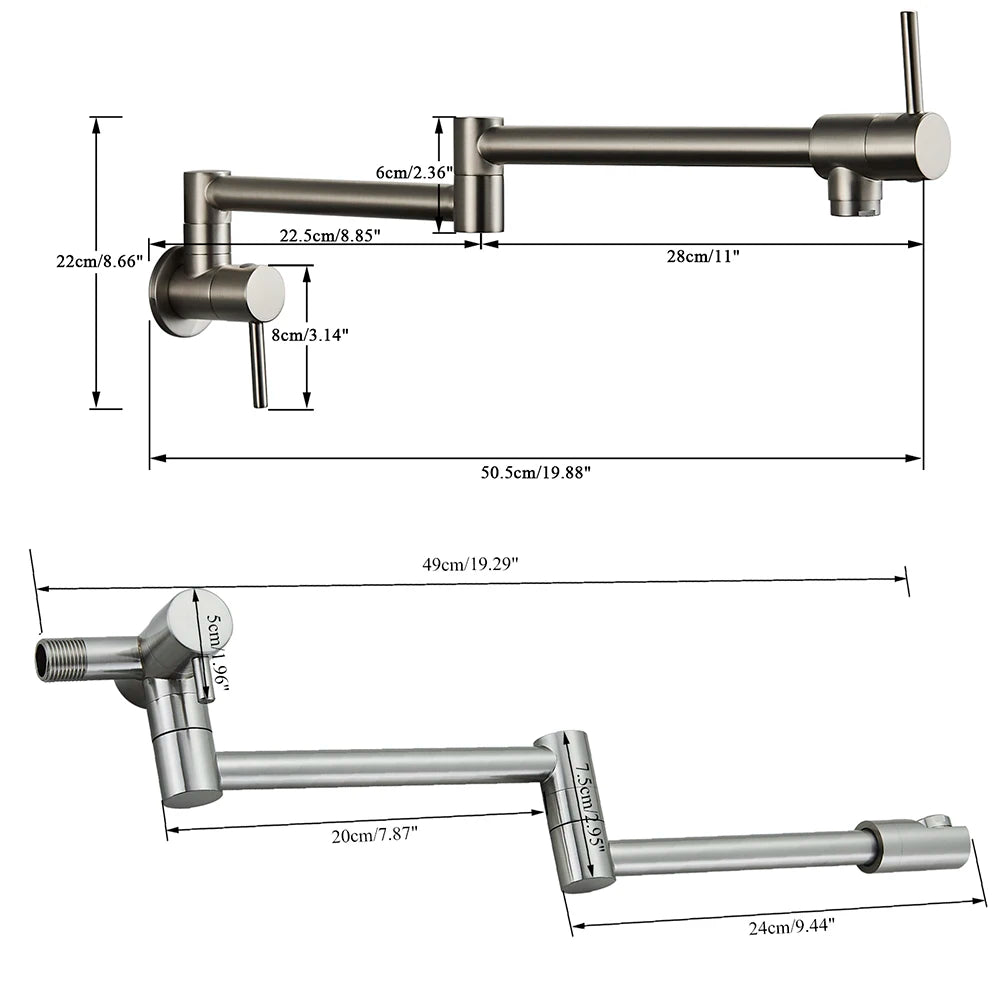 Robinet de cuisine à bec rotatif en acier inoxydable 304, acier inoxydable 304