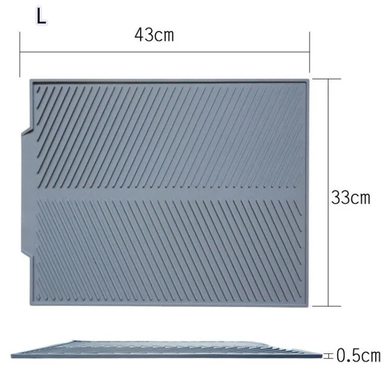Tapis d'égouttage en silicone, gris