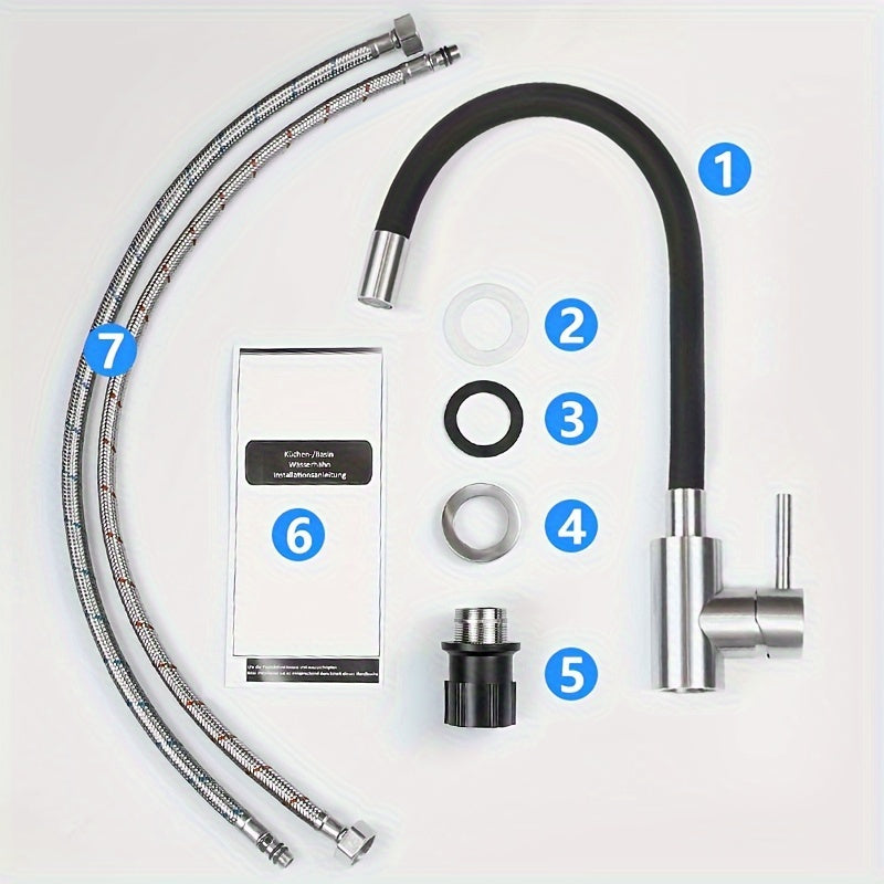 Robinet de cuisine haute pression en acier inoxydable 304, raccord 3/8