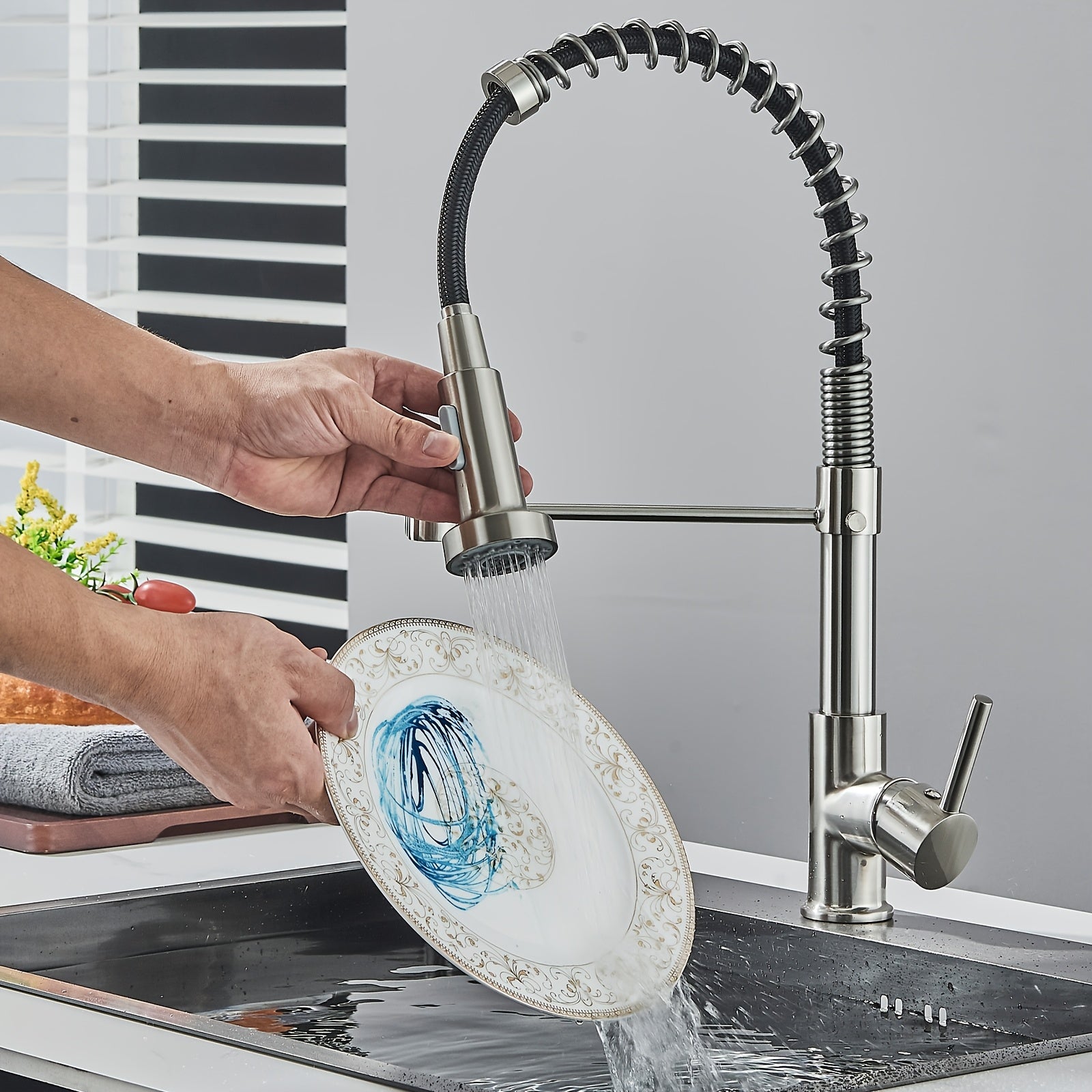 Robinet de cuisine encastrable en acier inoxydable, acier inoxydable
