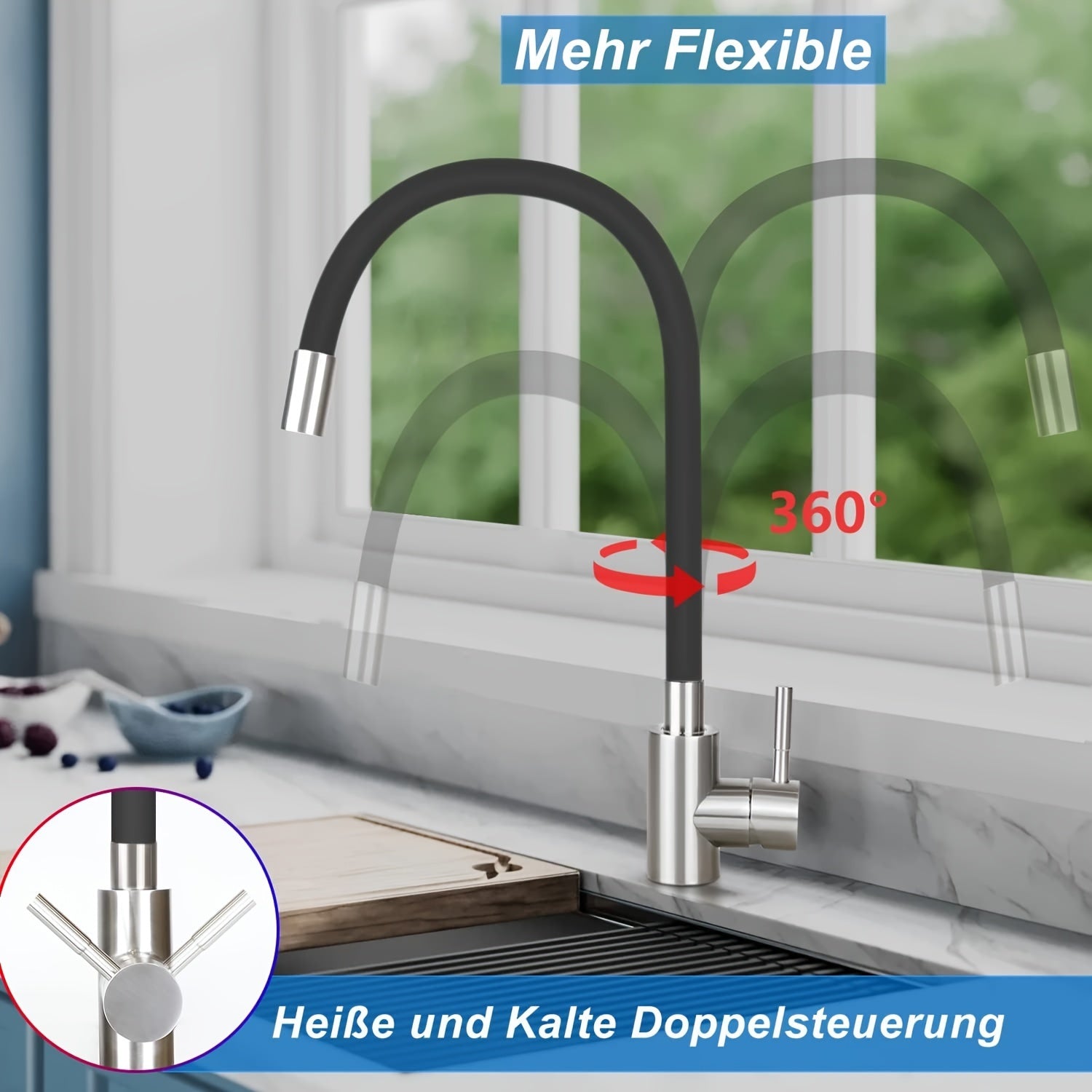 Robinet de cuisine haute pression en acier inoxydable 304, acier inoxydable 304