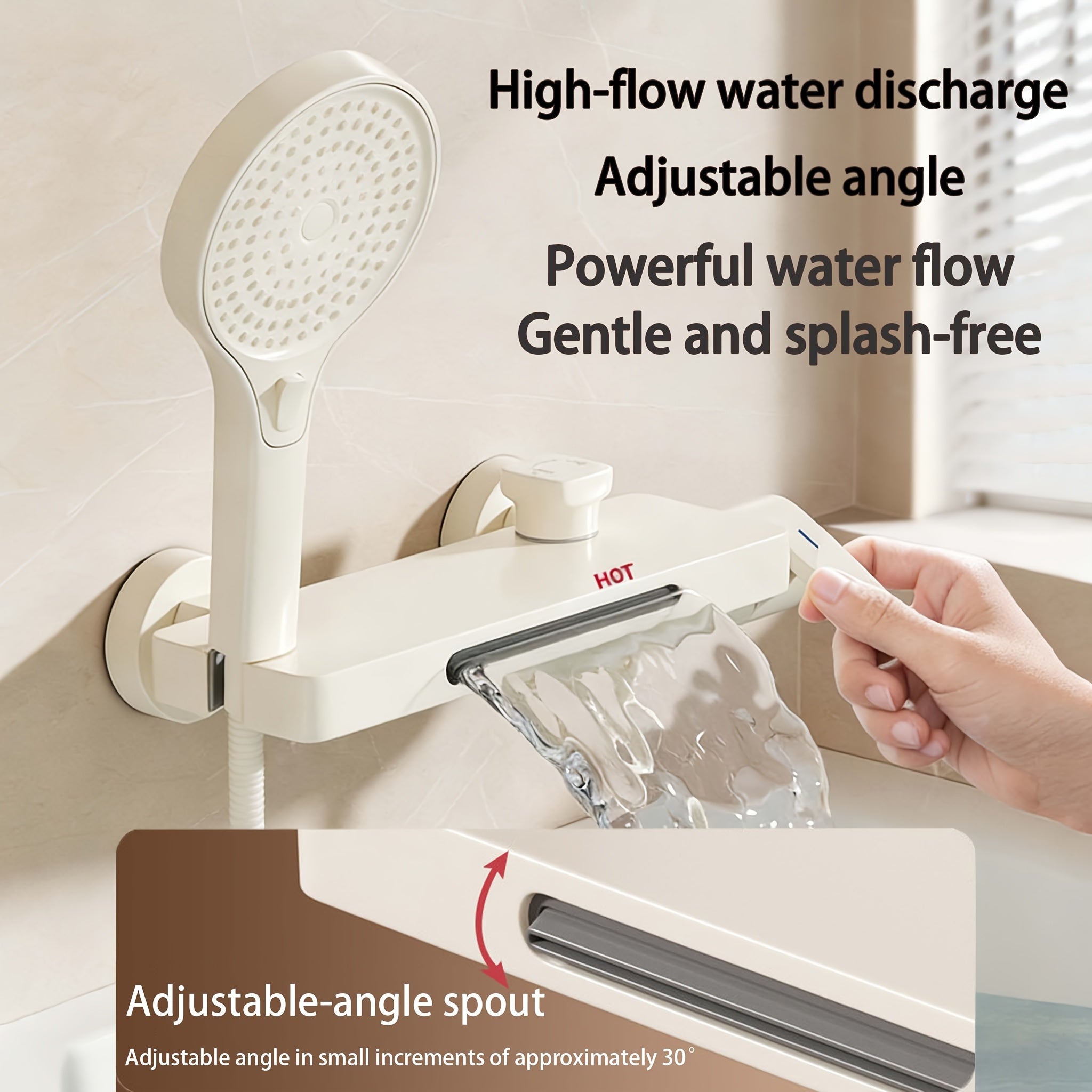 Pommeau de douche de baignoire en laiton, pose 3 trous