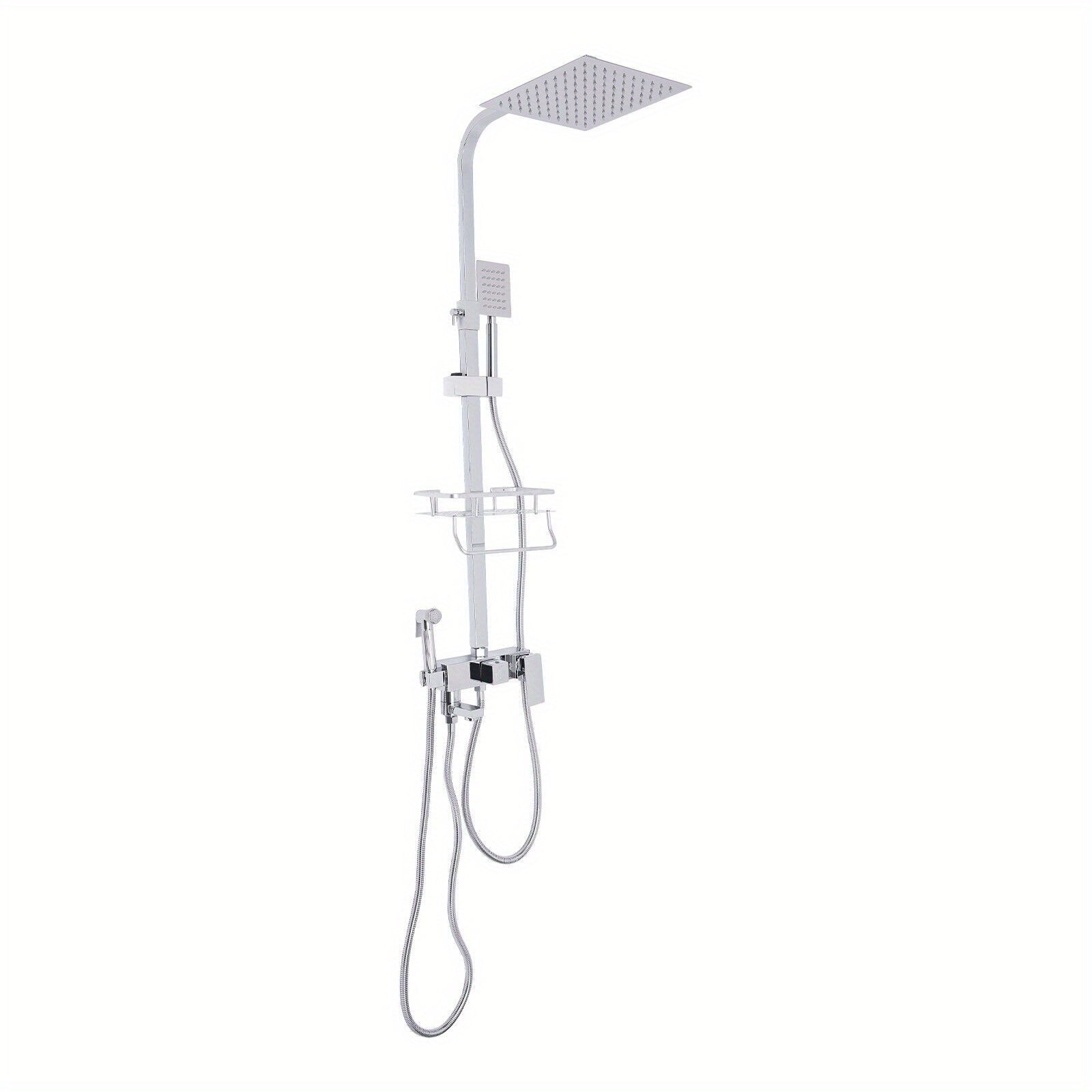 Colonne de douche carrée en inox blanc avec panier de rangement — vue 5