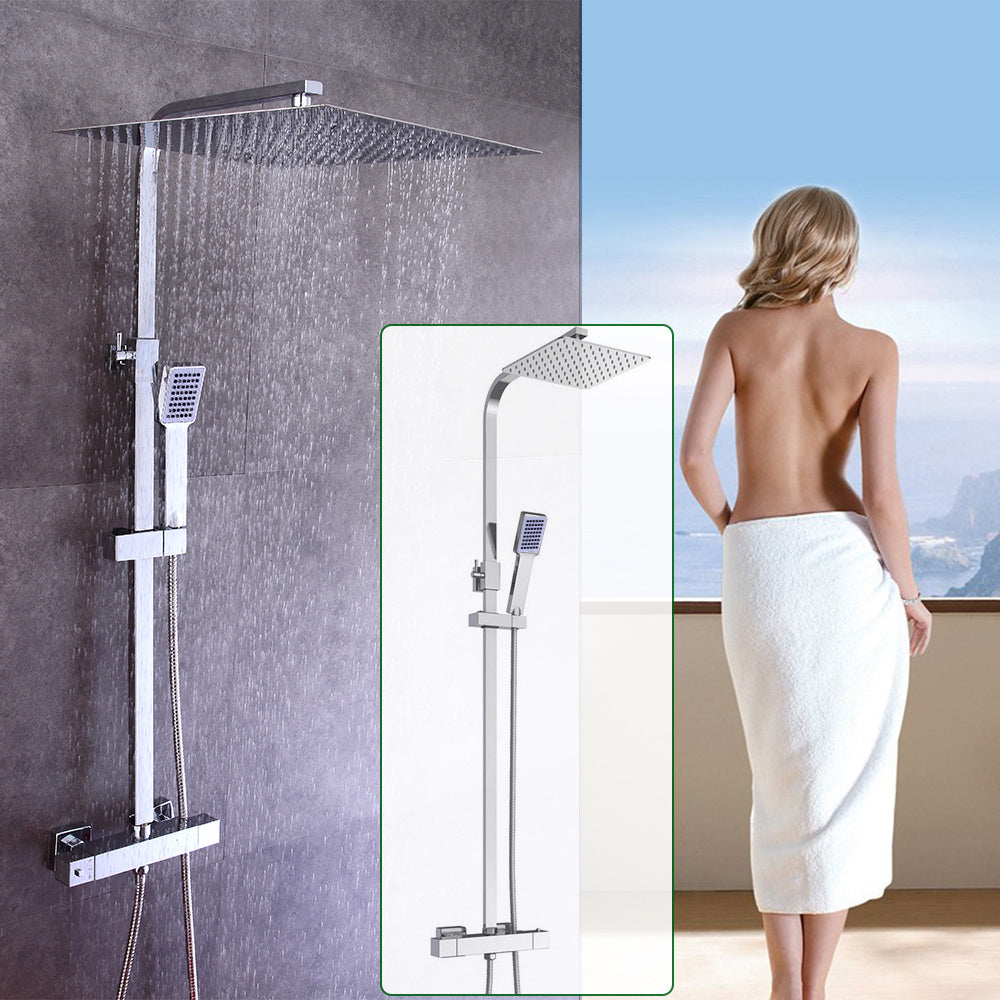 Colonne de douche chromée avec ciel de pluie 33 x 40 cm et thermostat — vue 2