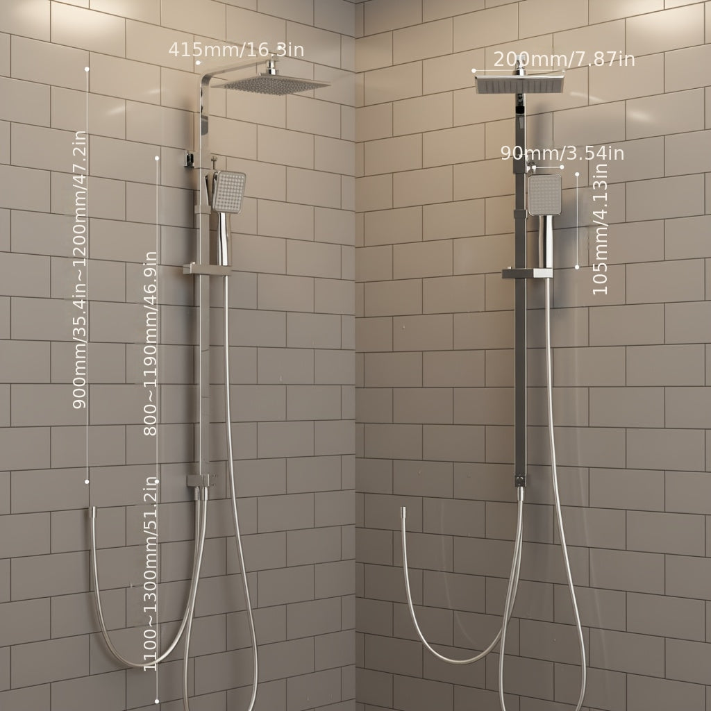 Colonne de douche chromée sans robinetterie à barre réglable de 1,20 m — vue 3