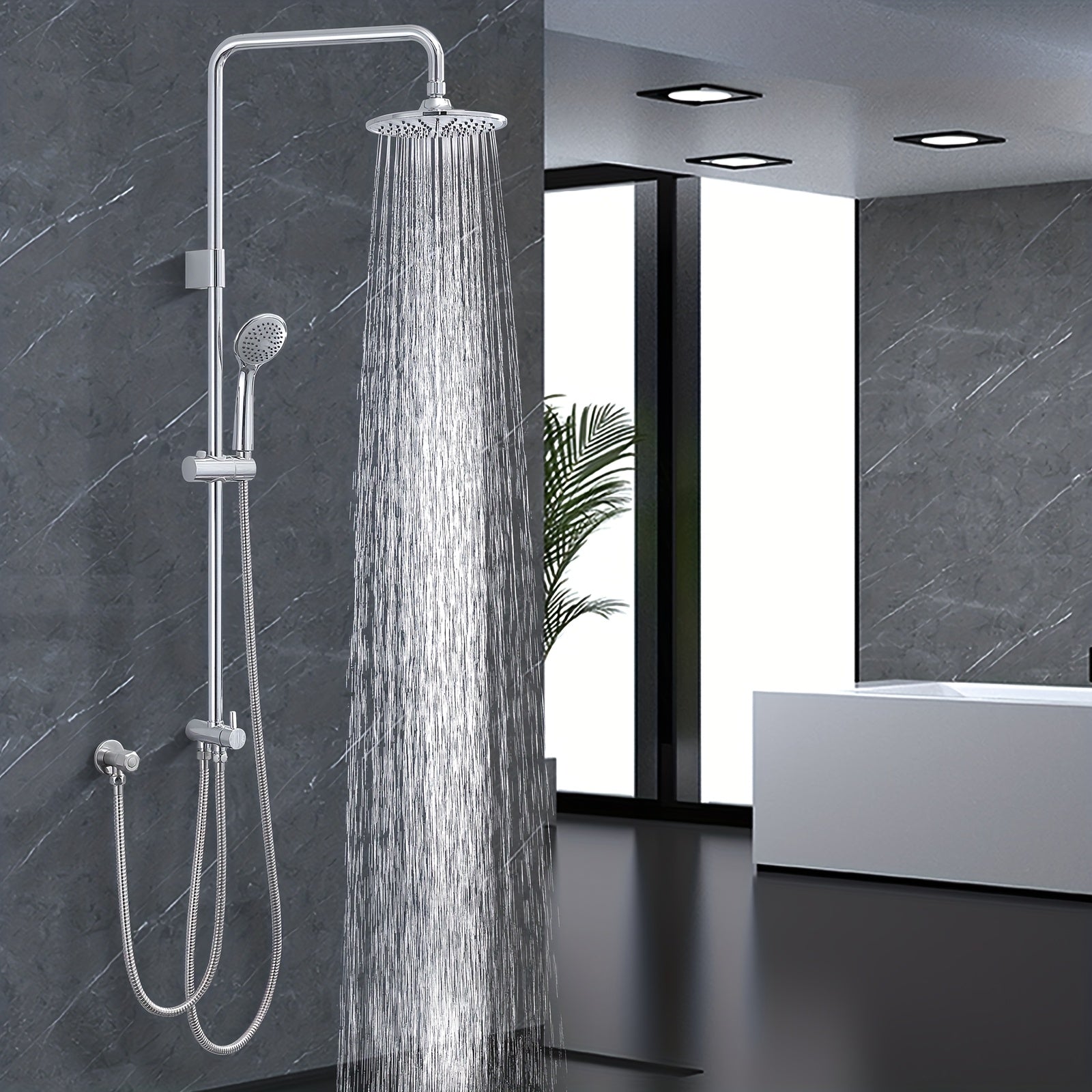 Colonne de douche chromée sans robinetterie à inverseur rotatif — vue 6