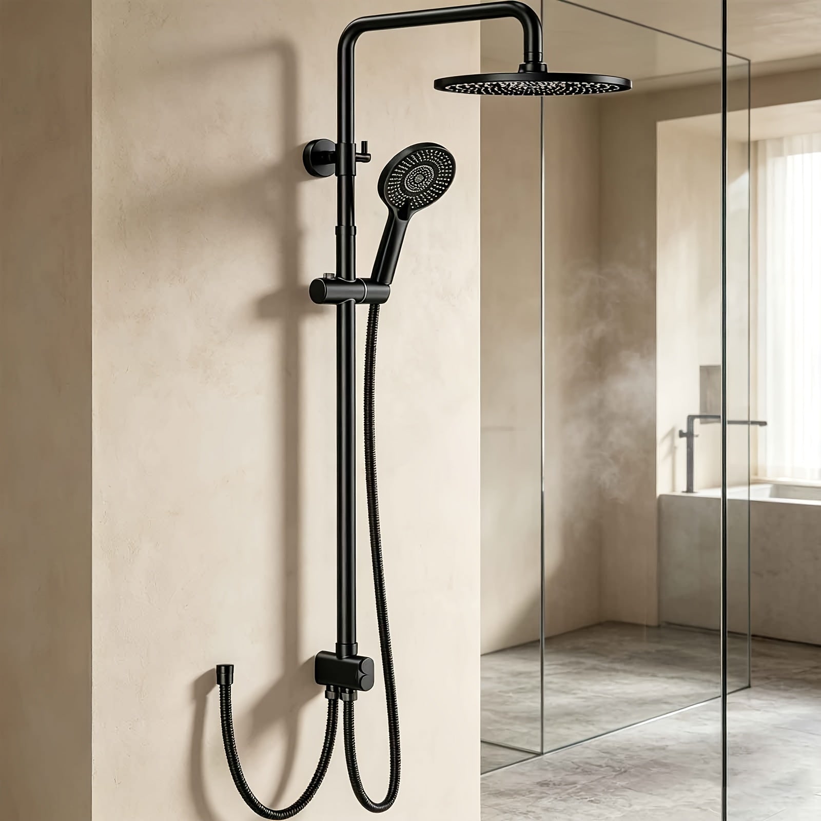 Colonne de douche noire sans robinetterie avec ciel de pluie 25 cm — vue 2