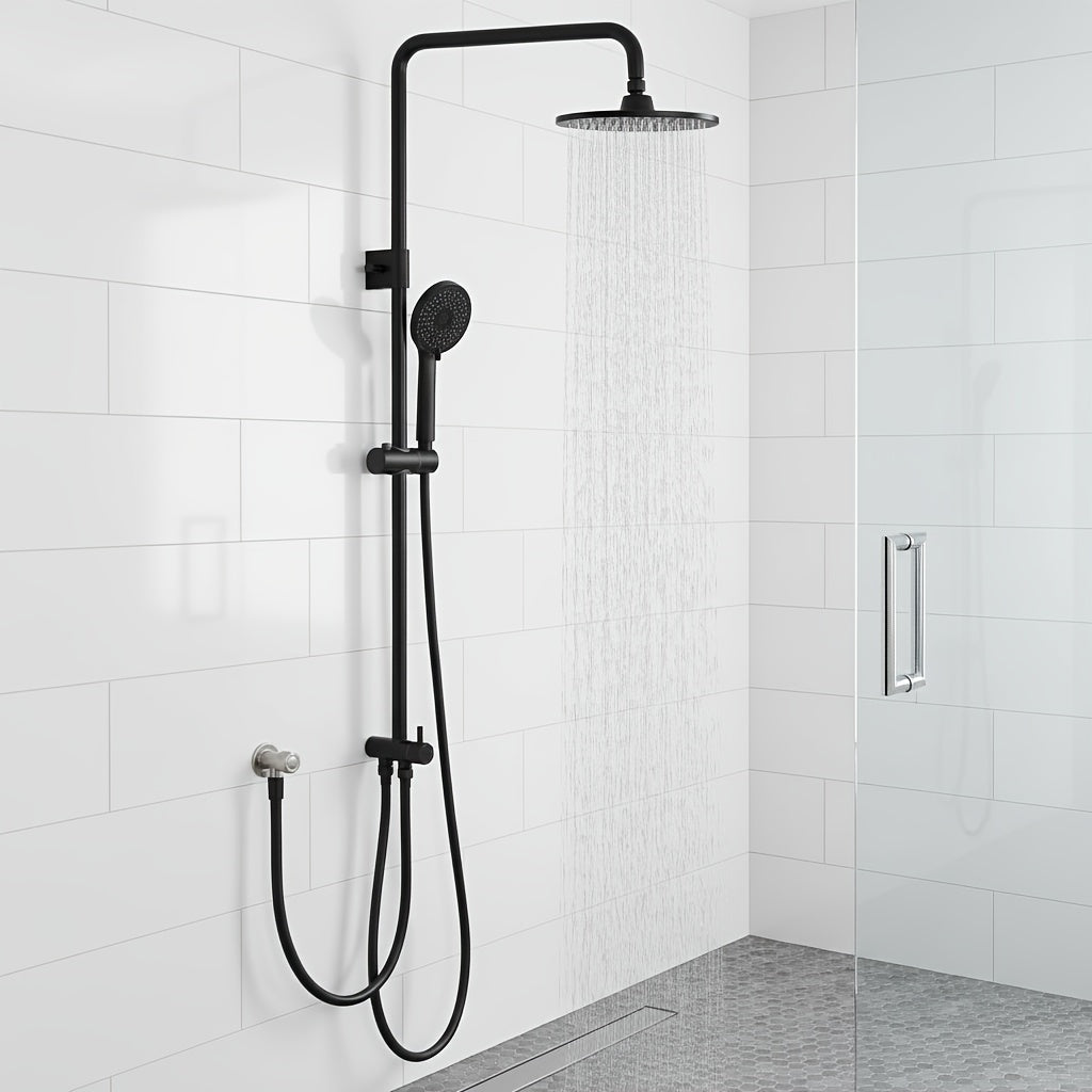 Colonne de douche noire sans robinetterie avec douchette 4 fonctions — vue 2