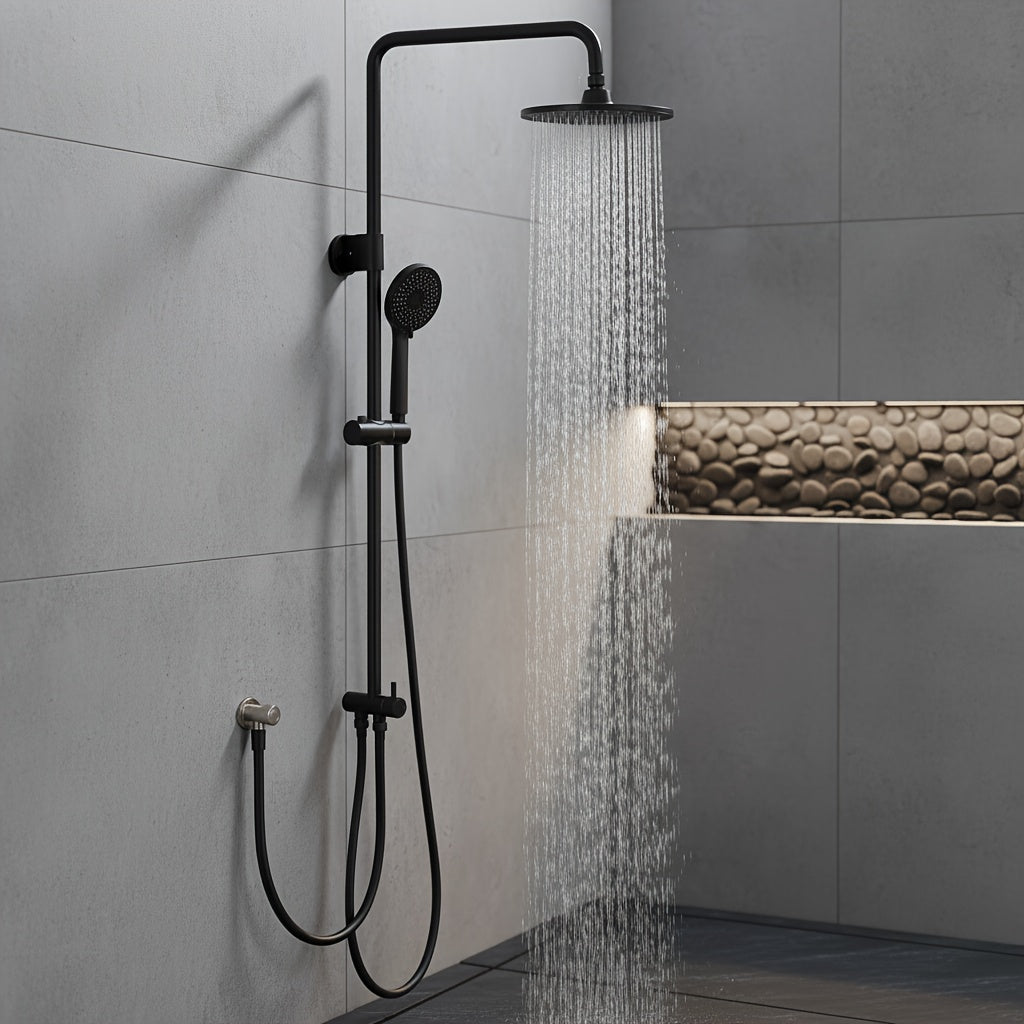 Colonne de douche noire sans robinetterie avec douchette 4 fonctions — vue 6